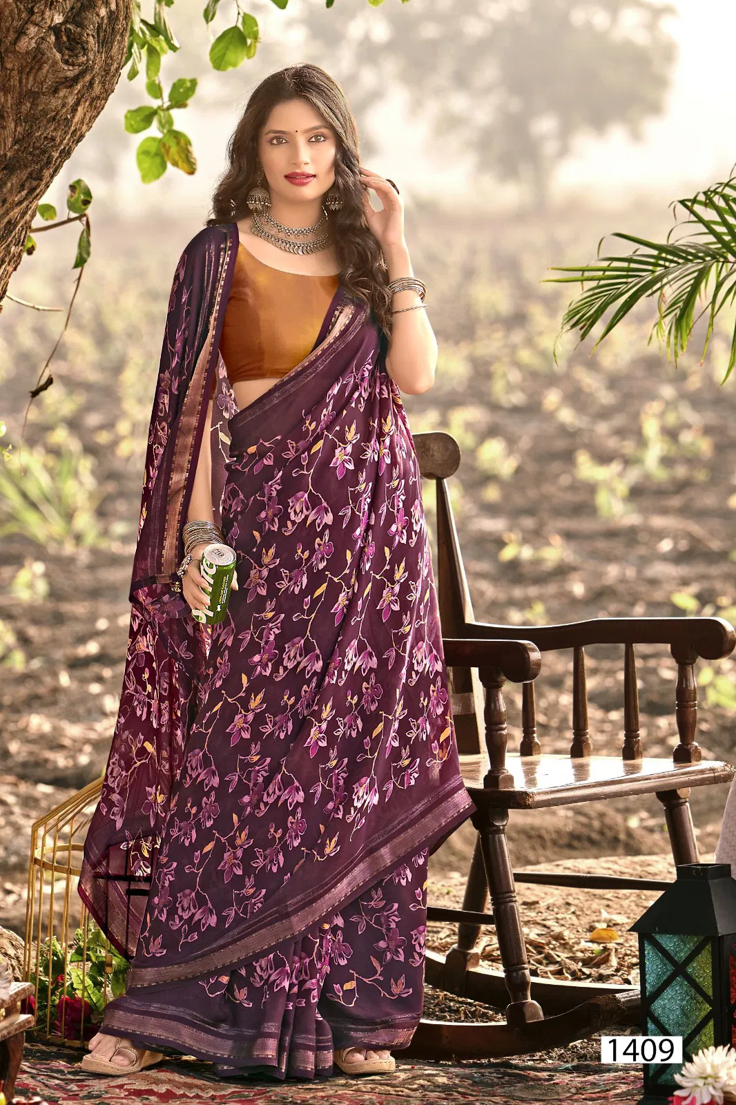 Komalika Vol 2 By Vallabhi Moss Georgette Printed Daily Wear Saree Exporters In India